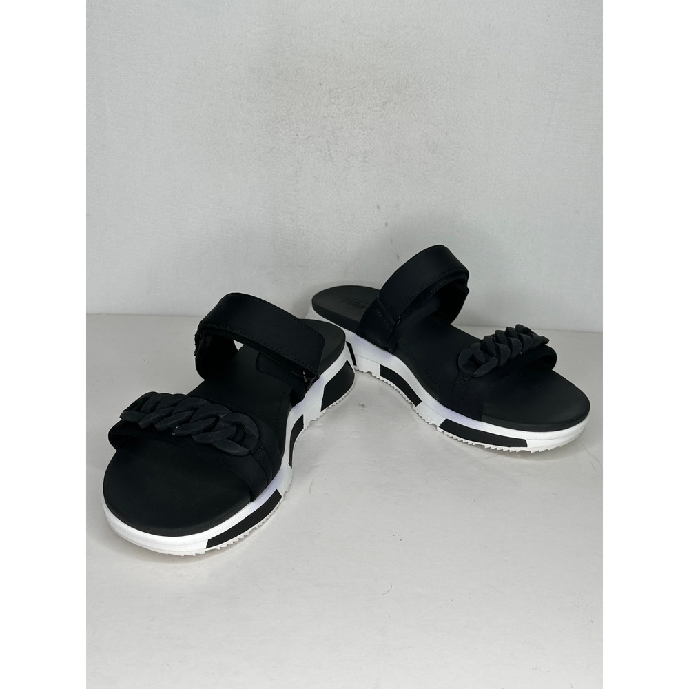 FitFlop Heda Chain Black Neoprene Slide Sandals Platform Wedge Boho ChicWomens 9